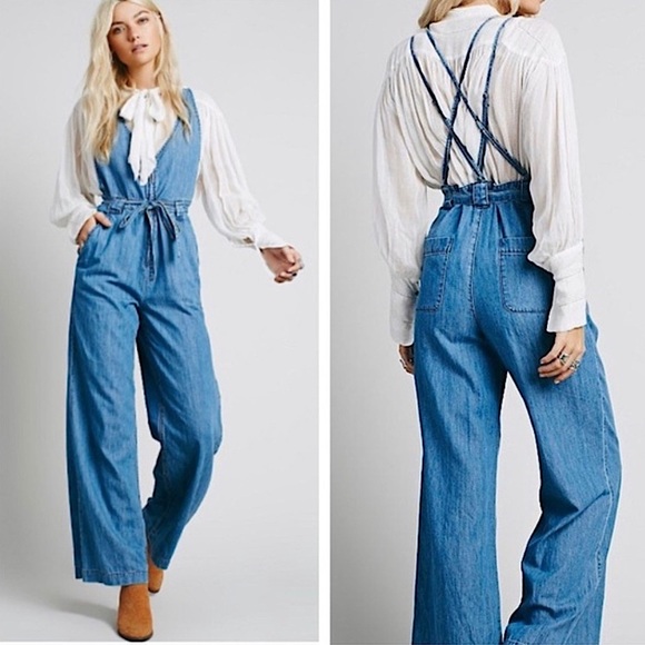 Free People Pants - FREE PEOPLE | Clara chambray denim jumpsuit size 2